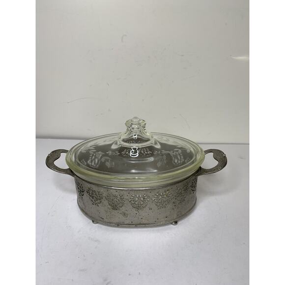 Pyrex Other - Pyrex Glass 1.5 Quart Casserole Bowl 193-293 Etched Cover & Holder Vintage